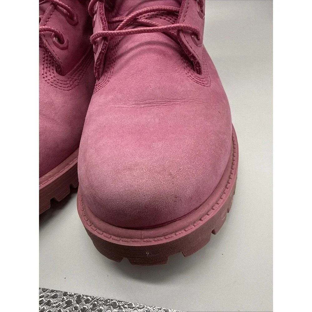 Timberland Premium Boots Unisex Pink Leather Waterproof Boots Size M/5.5 W/7